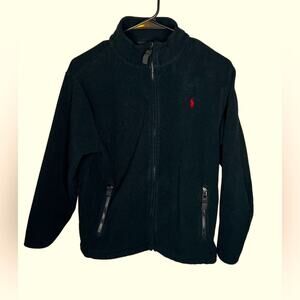 Ralph Lauren Polo Fleece Jacket Boys M 10-12 Black with red pony.